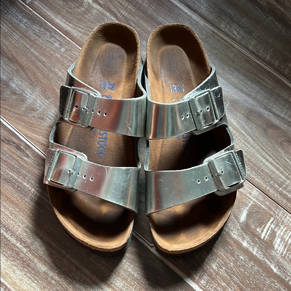 Birkenstock Metallic Silver Sandals